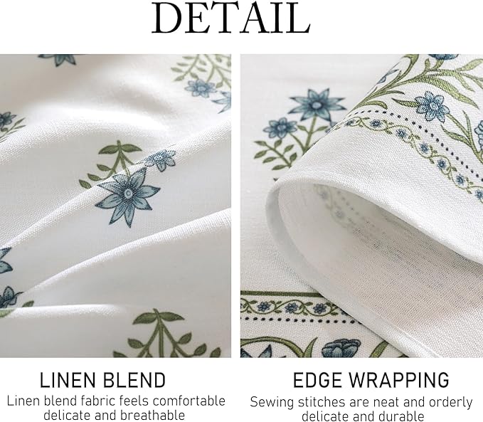 ISAENNE Designer White Linen Small Square Tablecloth,Chinoiserie Floral Elegant Indoor Table Cloth,Fall Stain Proof Decor Tablecloths for Dining Thanksgiving Kitchen Party,55"*55"-Mosella F