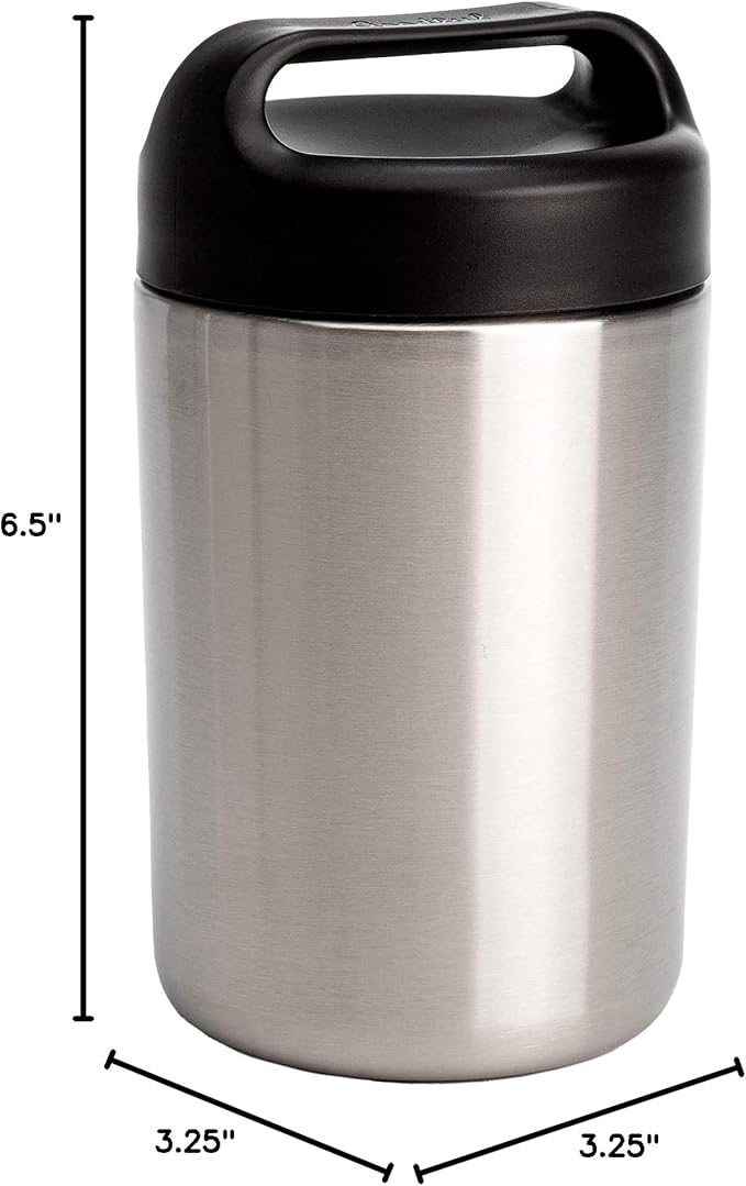 Goodful Stainless Steel Food Jar, Double Wall Vacuum Sealed Insulated Food Storage Container with Carry Handle Lid, 16-Ounce, Stainless Steel