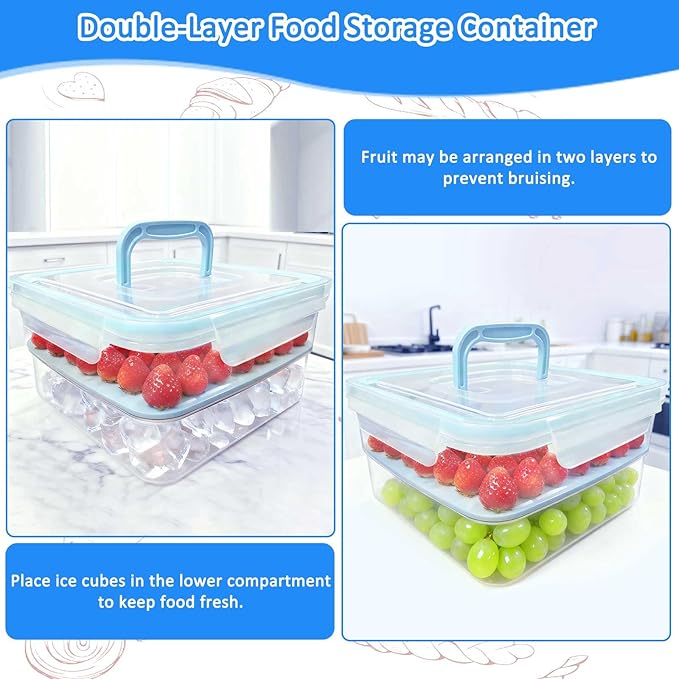 moleath Bento Box with 6 Removable Compartments Lunch Box, Microwave & Dishwasher Safe, Leakproof BPA-Free Snack Containers Ideal for Office, Picnic, Camping, Party, Travel, Blue