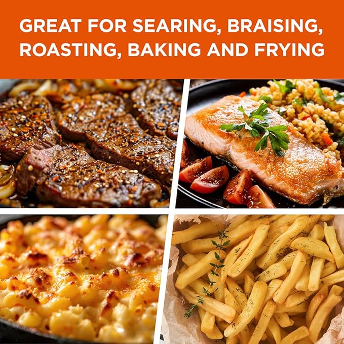 Commercial CHEF 10.25 Inch Preseasoned Cast Iron Skillet, Cast Iron Pan with Dual Pour Spouts