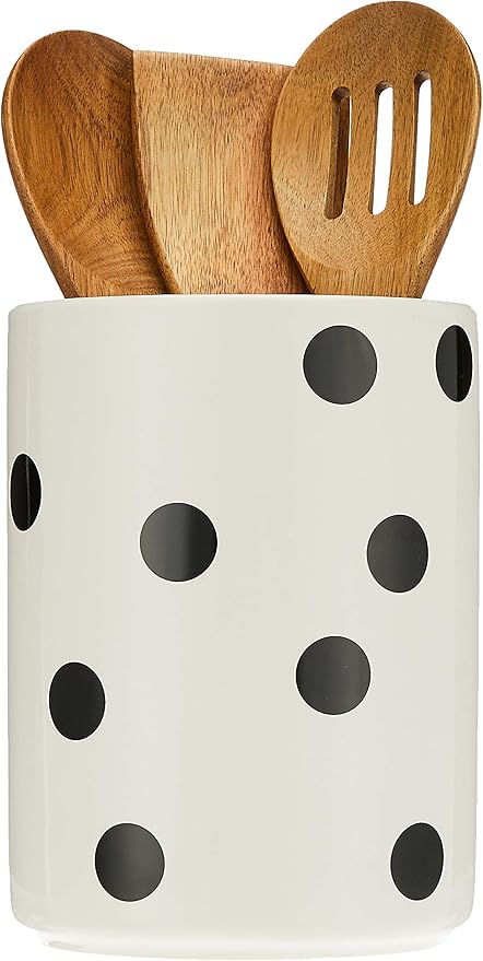 Kate Spade New York Deco Dot 4-piece Utensil Holder Set, 3.9 LB, White