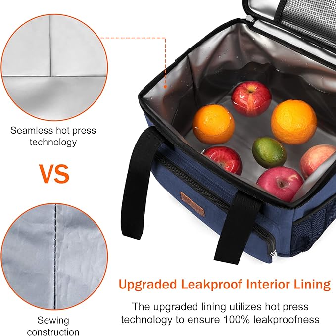 Femuar Lunch Bags for Women/Men, Insulated Lunch Bag for Work Office Picnic - Large Lunch Cooler Bag Leakproof Lunch Box with Adjustable Shoulder Strap for Adults - Blue(15L)