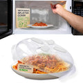 HOVER COVER Magnetic Splatter Cover, 12-Inch Clear BPA-Free Food Lid, Vented Plate Guard with Steam Vents, Anti-Splash Microwave Lid, Dishwasher Safe, Space-Saving Magnetic Storage - Ivory