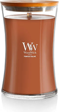 WoodWick Pumpkin Praline Holiday Candle Gifts for Women and Men, 21.5 oz Large Hourglass Candle with Crackling Wick
