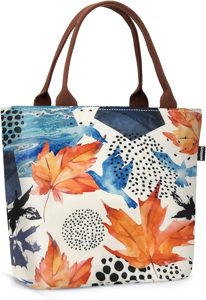 Gloppie Insulated Lunch Tote for Women | 9L Leakproof Cooler Bag with Maple Leaf Design | Thermal Work Lunch Bag for Office, Picnic & Gym