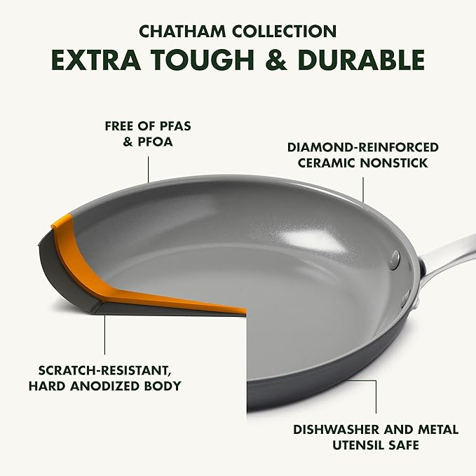 GreenPan Chatham Hard Anodized Healthy Ceramic Nonstick, 11" Frying Pan Skillet, PFAS-Free, Dishwasher Safe, Oven Safe, Gray