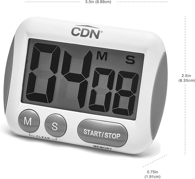 CDN Extra-Big Digit Timer | Counts Up & Down, 100 Minutes by Minutes & Seconds, Extra-Large Digits, Loud Alarm, Stand, Hang, Magnet Mounting, Perfect for Batch Baking - TM15