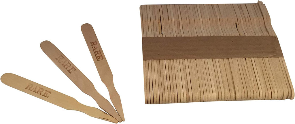 KingSeal 5000 Count 3.5 Inch Natural Birch Wood Steak Markers, Heat Stamped, Eco Friendly, Stamped Rare, Commercial Bulk Pack - 10 Boxes x 500
