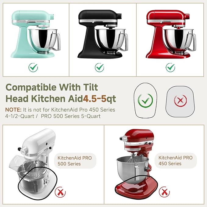 Mixer Slider for Kitchen Aid 4.5-5 Qt Tilt Head Stand Mixer, kitchen Aid Accessories and Attachments W/ 1 x Slider Board, 2 x Cord Storage, 1 x Silicone Bowl Scraper (Black)
