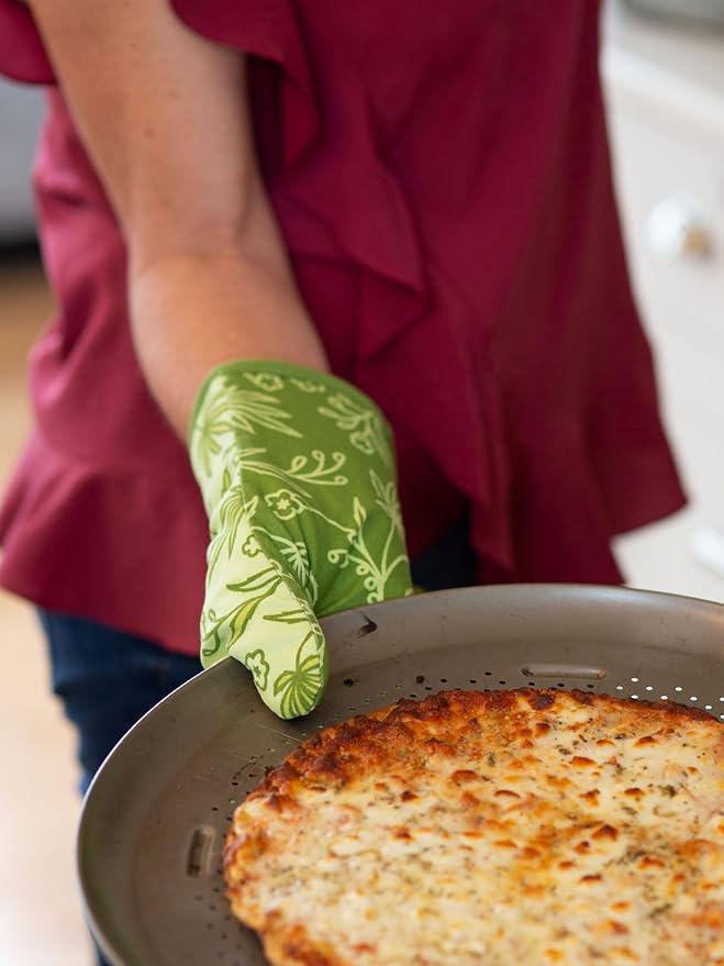Blue Q Food Has Weed in It Funny Oven Mitts - Cute Oven Mitts, Home Kitchen Gifts, Cooking Accessories, Super-Insulated Quilting, Comfy Natural-Fitting Shape, 100% Cotton, Size 12.5" L x 7.5" W