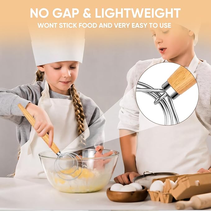 Maxjoy Danish Dough Whisk Wooden Dutch Bread Mixer with Stainless Steel Hook for Sourdough Baking Hand Tool
