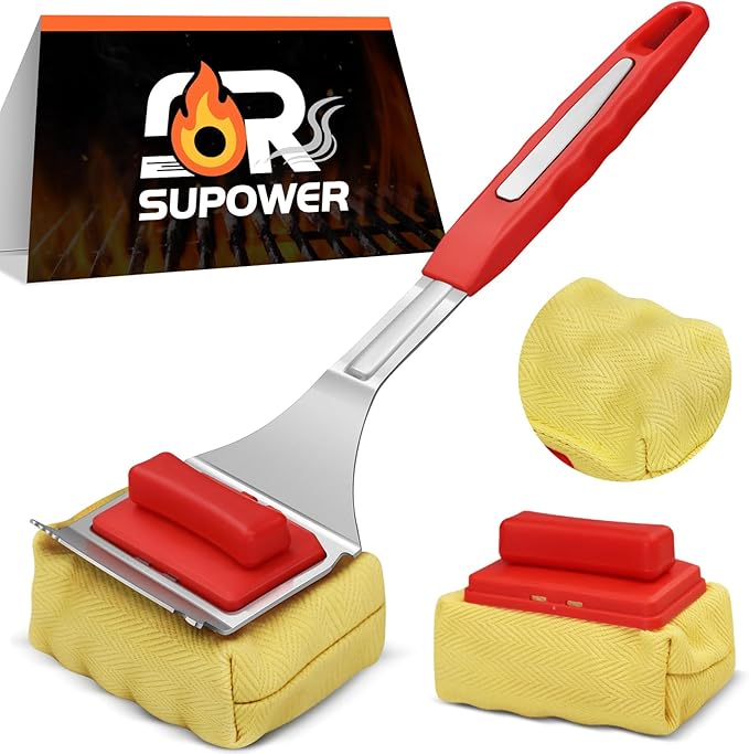Grill Brush Bristle Free with 2 Cleaning Brush Heads, Cleaning with Steam Technology, Replaceable Brush Heads & Scraper Tool for Stainless-Steel Grates Grill Brush with Stainless Steel Spatula