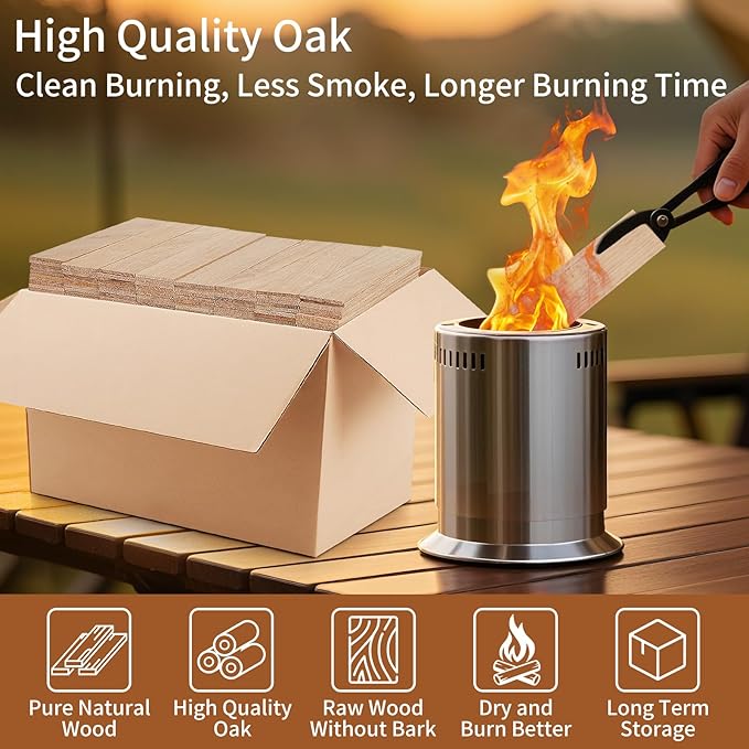 Kiln Dried Oak Smoking Wood Chips - 100% Natural BBQ Grilling Smoker Wood for Meat, Pizza Ovens & Grill | Quick Light Fire Starter for Tabletop Fire Pits, Solo Stoves & Bonfires | 10 LB