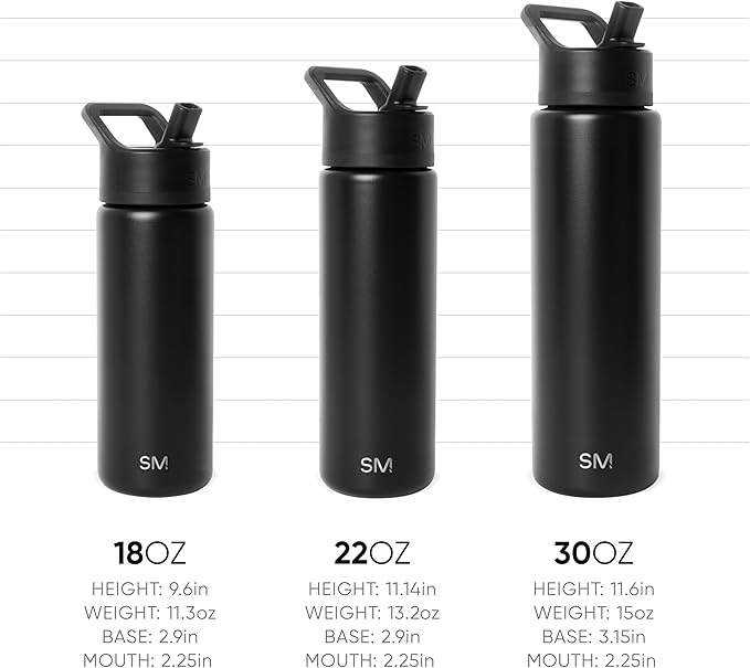 Simple Modern Kids Water Bottle with Straw Lid Vacuum Insulated Stainless Steel Metal Thermos Bottles | Reusable Leak Proof BPA-Free Flask for School | Summit Collection | 18oz, Almond Birch