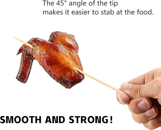 300PCS Bamboo Skewers 8 inch, Wooden Skewers for Appetizers, Kabob Sticks, Fruit, BBQ, Grilling,Chocolate Fountain, Yakitori Chicken