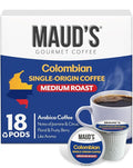 Maud's Columbian Coffee Pods, 18 ct, Single Origin, Medium Roast Coffee in Recyclable Single Serve Pods – 100% Arabica Coffee, Compatible with Keurig K Cups Maker