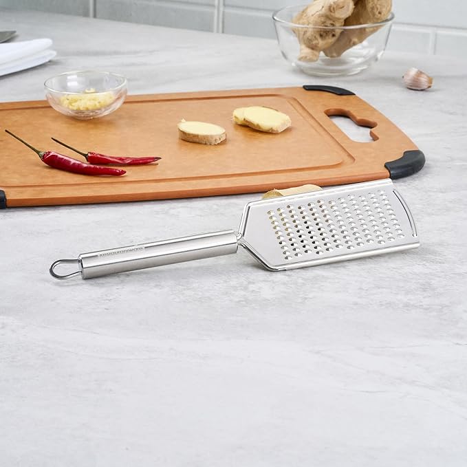 Restaurantware-German Standard Fine Handheld Graters, 24 Flat Cheese Graters - Dishwashable, Durable, Stainless Steel Food Grater With Handle, Suitable For Chocolate, Nutmeg, Garlic, Lemon