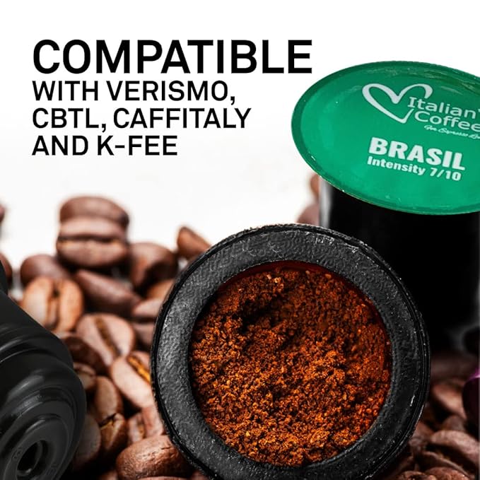 ITALIAN COFFEE FOR ESPRESSO LOVERS Italian Coffee capsules compatible with Verismo, CBTL, Caffitaly, K-fee systems (Sampler, 4 flavors, 40 pods tot., No decaf)