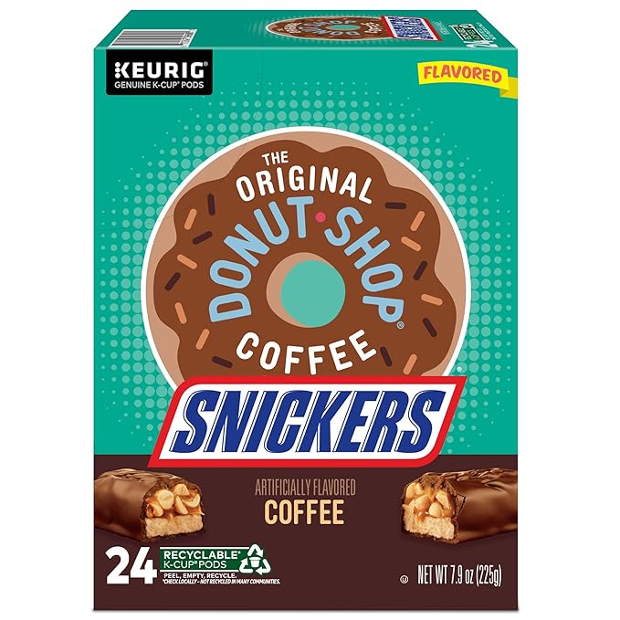 The Original Donut Shop Snickers Coffee, Keurig Single Serve K-Cup Pods, Flavored Coffee, 96 Count (4 Packs of 24)