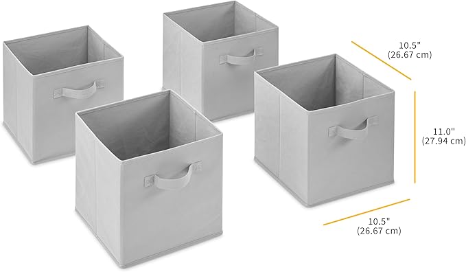 Whitmor Collapsible Cubes - 10.5 x 10.5 x 11 inches - Gray - Set of 4