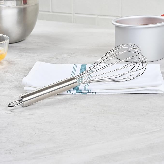 Restaurantware-German Standard 10.6 Inch French Whisk, 1 Dishwashable Kitchen Wire Whisk - Ergonomic Handle, Durable, Stainless Steel French Whip, For Blending, Stirring, Mixing Of Ingredients