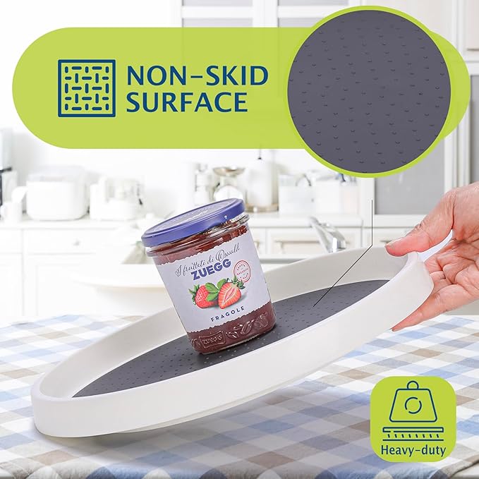Lazy Susan Turntable, Set of 4, 10 Inch Non-Skid Lazy Susan Organizer for Cabinet, Pantry Organization, Kitchen Storage, Bathroom Sink Cabinet, Refrigerator, Countertop, Spice Rack (4 Pack 10 in)