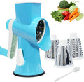 Rotary Cheese Grater with Handle-Versatile Cheese Grater Non-Slip Suction Base,Cheese Shredder & Food Slicer for Cheese,Carrots, Cucumbers,Nuts-Compact & Easy Clean Kitchen Kitchen Tool (dark blue)