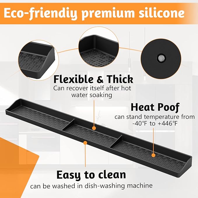 30 Inch Silicone Stove Top Shelf Magnetic for Kitchen Gadgets, Soft Flexible Strong Magnetic Heat Resistant Spice Rack Kitchen Organizer for Over Stove