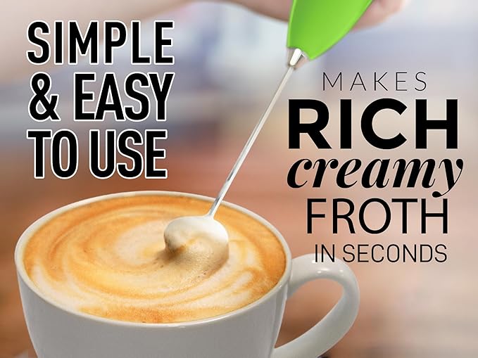 Zulay Kitchen Milk Frother Wand – High-Speed Handheld Frother with Upgraded Stand – Electric Foam Maker with Stainless Steel Whisk