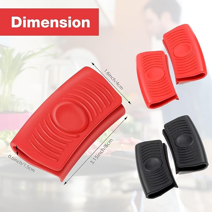 2 Pairs Silicone Pot Handle Cover, Heat Resistant Pan Handle Sleeve, Nonslip Silicone Handles for Pots, Pans, Enameled Griddles, Casserole, Frying, and Cookware