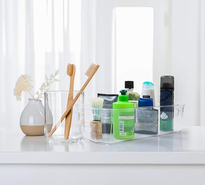 Utopia Home - Fridge & Refrigerator Organizer Bins (8 Pack), Clear Stackable Durable Plastic Storage Containers with Easy Grip Handles for Pantry, Kitchen Cabinets & Countertops