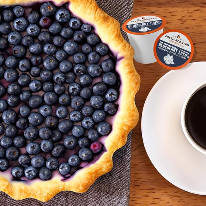 Fresh Roasted Coffee, Blueberry Crisp, Flavored Coffee Pods, 24 Count