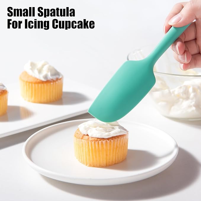 3-Piece Silicone Spatula Scrapers: Doosu 600°F Heat Resistant Food Grade Kitchen BPA Free Rubber Baking Cooking Tool Nonstick Utensil Set for Mixing, Scraping, Folding, Stirring, Serving (Multi-5)