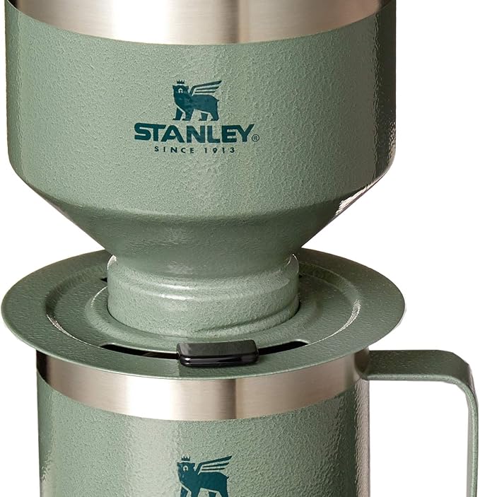 STANLEY Perfect Brew Pour Over Set | 12 oz Camp Mug with Lid Included | Drip Coffee Maker with Reusable Filter | Insulated Stainless Steel | BPA-Free | Hammertone Green
