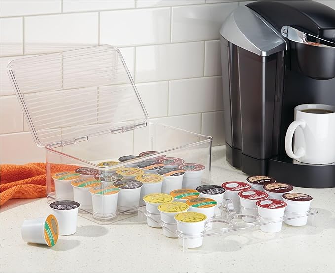 iDesign Stackable Coffee Pod Holder for K-Cup Pods - 29 K-Cup Capacity - Set of 2 - Clear