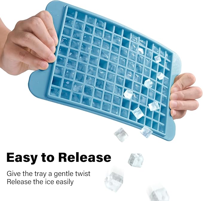 Mini Ice Cube Tray for Freezer: FDDBI Small Ice Trays for Freezer with Bin - 117×4PCS Easy Release Nugget Ice Tray - Crushed Ice Tray with Container