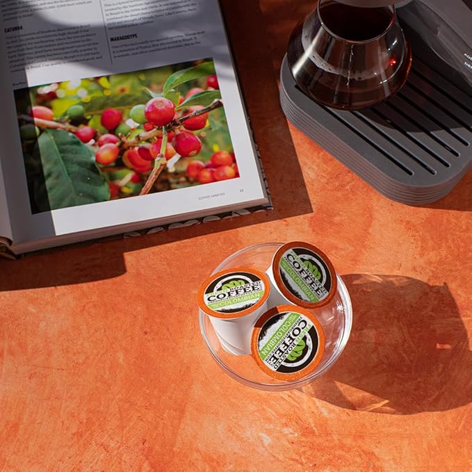 Fresh Roasted Coffee,100% Water Processed Half-Caf Colombian, Kosher, K-Cup Compatible, 24 Pods