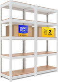 HOMEDANT House 5 Tier 24.4" W Laminated Metal Shelving Unit Adjustable Storage Utility Rack Heavy Duty Shelves Organization Multipurpose Shelf Kitchen Garage Pantry Closet 2 Pack
