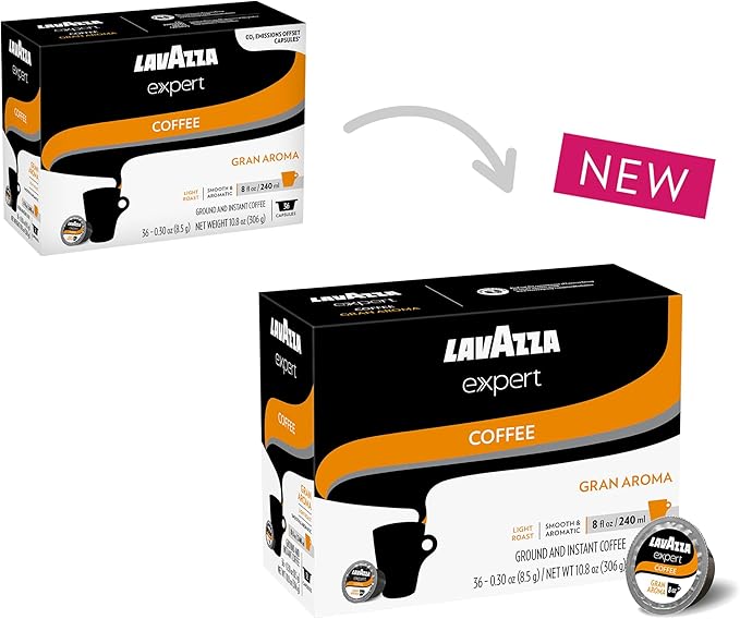 Lavazza Expert Gran Aroma Coffee Capsules, Light Roast, 100% Arabica, Compatible with Lavazza Classy Plus Machine (36 Capsules)