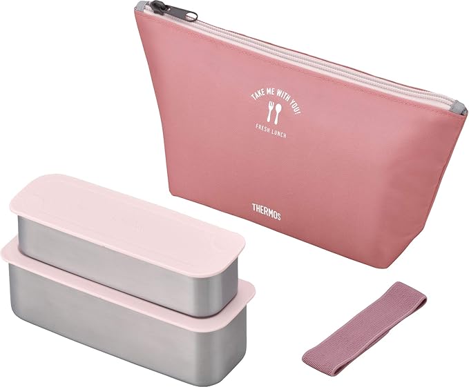 Thermos DSA-604W DTP 2-Tier Slim Fresh Lunch Box, 21.8 fl oz (635 ml), Dusty Pink