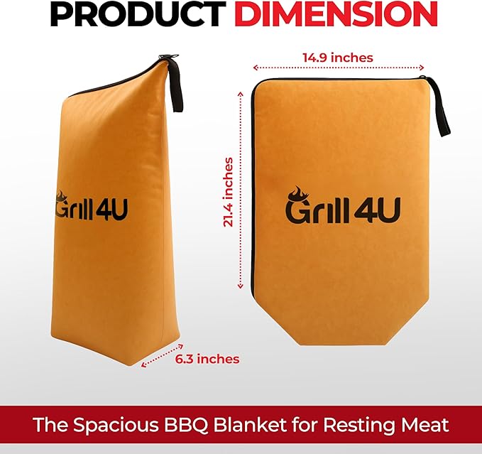 Large BBQ Blanket for Resting Meat, Insulated BBQ Blanket Bag, Brisket with Wide Mouth, Meat Resting Bag, Smoking Meat Accessories for Outdoor Grilling (21in)