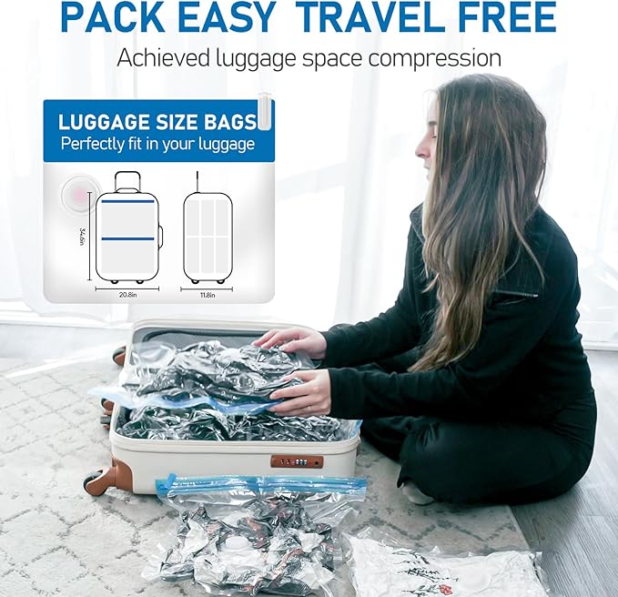 VMstr 18 Pack Vacuum Storage Bags with USB Pump, Vacuum Seal Bags for Clothing Travel, Carry-on Size Space Saver for Clothes and Clothing