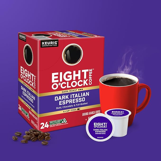 Eight O'Clock Coffee Dark Italian Roast Single-Serve Keurig K-Cup Pods, Medium Roast Coffee Pods, 96 Count