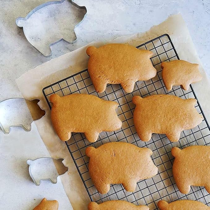 Pig Cookie Cutters Set, Stainless Steel Sandwiches Cutters Biscuit Molds for Kids,5pcs Sturdy Cutters for Cookies,Sandwiches,Small to Large Size, 1.37 to 4.52 inches