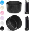 2PCS Silicone Water Bottle Boot for Owala 40oz, Protective Bottom Bumper Anti-Slip Sleeve for FreeSip, Twist, and Flip Stainless Steel Bottles, Dishwasher Safe and BPA Free(Shiny Black)