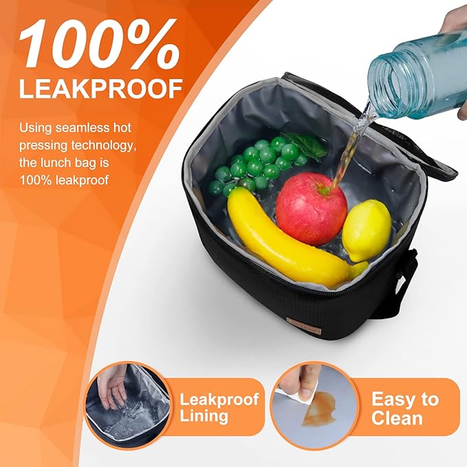 Aosbos Lunch Box for Men, Insulated Lunch Bag Adults, Leakproof Cooler Lunch Boxes, Reusable Food Containers, 7.5L Loncheras Para Hombres, Honeycomb Black