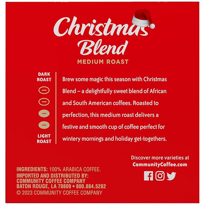 Community Coffee Christmas Blend, 10 Count Coffee Pods, Medium Roast, Compatible with Keurig 2.0 K-Cup Brewers, 10 Count (Pack of 1)