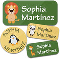 Personalized Daycare Name Labels for Kids (130 Labels) - Custom Waterproof Name Stickers for Clothing Tags, Water Bottles, Lunch Boxes and School Supplies (Animals)