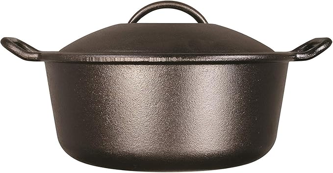 Lodge BOLD Exclusive 7 Quart Premium Pre-Seasoned Cast Iron Dutch Oven with Lid - Dual Handles - Use in the Oven, on the Stove, on the Grill or over the Campfire - Black