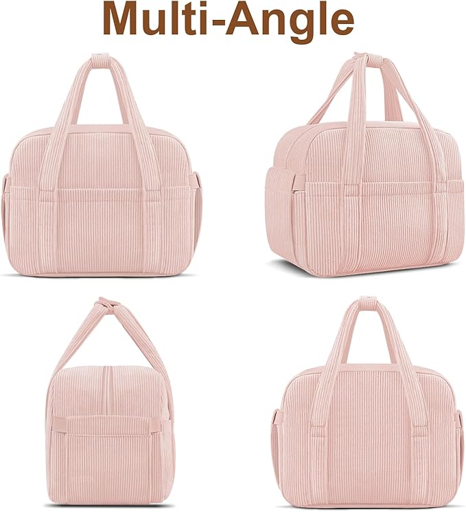 Corduroy Lunch Box Lunch Bag for Women Men, Cute Strawberry Small Insulated Reusable Work Leakproof Simple Lunch Boxes Tote Bag Adults Cooler Bag